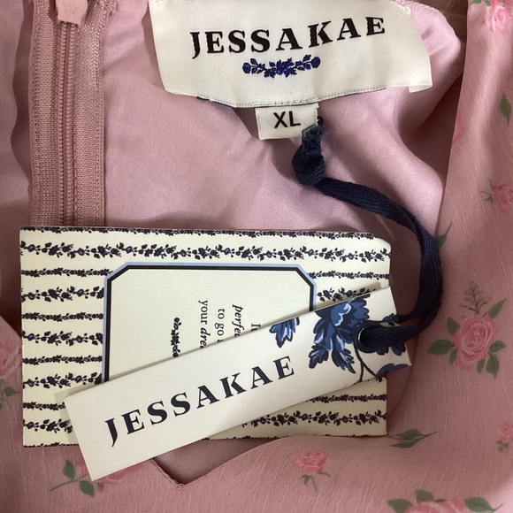 JESSAKAE Emmylou Midi Dress Ruffles Pink Roses NEW XL - Picture 10 of 12